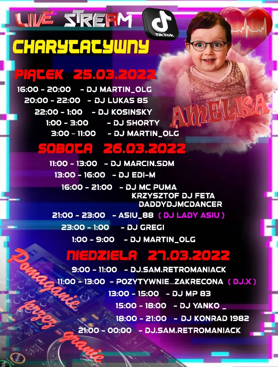 Plakat transmisji dla Amelki, marzec 2022