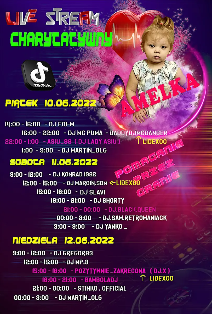 Plakat transmisji dla Amelki, czerwiec 2022