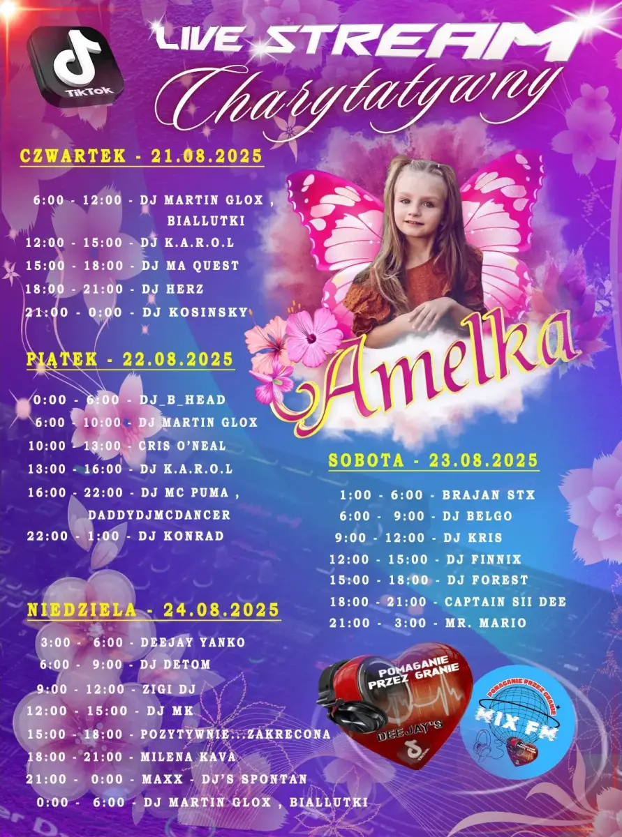 Plakat transmisji dla Amelki, sierpień 2025