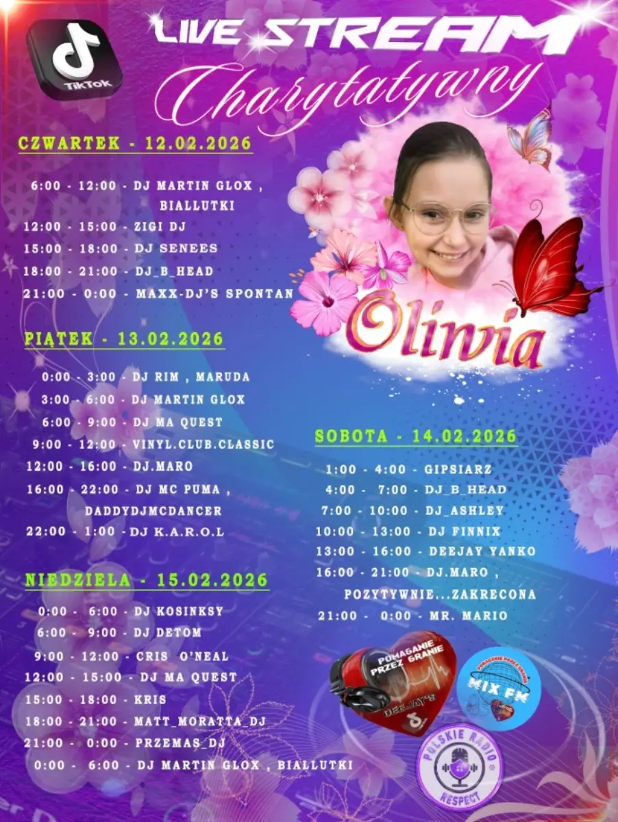 Plakat transmisji dla Oliwii, luty 2026